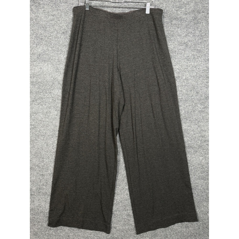 J.Jill Womens Sz Large Wide Leg Pants Gray High Rise Rayon Blend Stretch Pull On